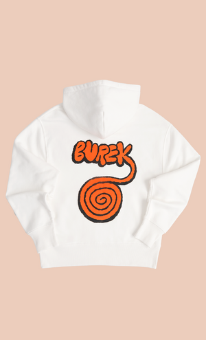 BUREK PREMIUM OVERSIZED HOODIE - OFF WHITE/ORANGE