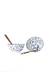 BOWL SET - RED & BLUE MANEKI CAT BLUE w/ CHOPSTICKS (Copy)